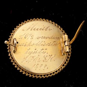 BROSCH, guld 18 k, Carl Hägglund (1877-1913) Helsingfors 1898. Tot. vikt ca 6,2 g.