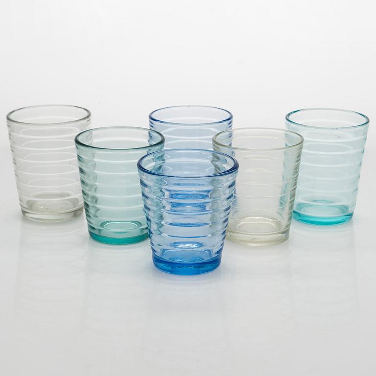 Aino Aalto, A set of 9 1930's-1940's drinking glasses, "Bölgeblick" for Karhula Glassworks, Finland.
