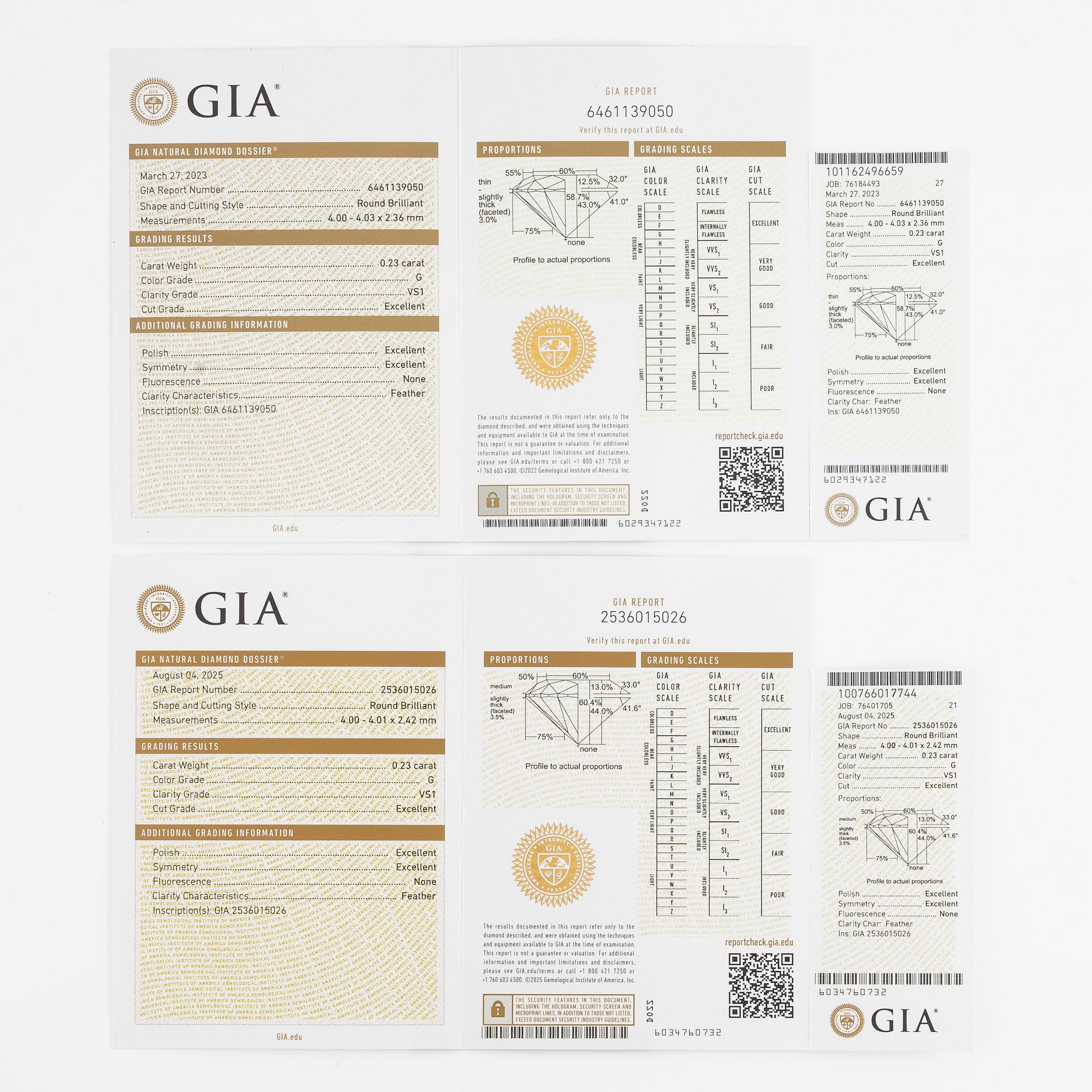 Earrings 18K white gold set with brilliant-cut diamonds, accompanied by GIA dossier.