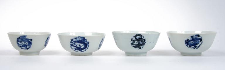 SKÅLAR, 4 st, porslin, Kina. 1800-tal.