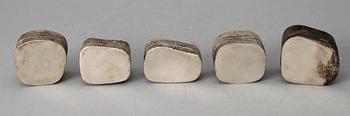PARTI DOSOR, 5 st, silver och porslin. 1800/1900-tal.