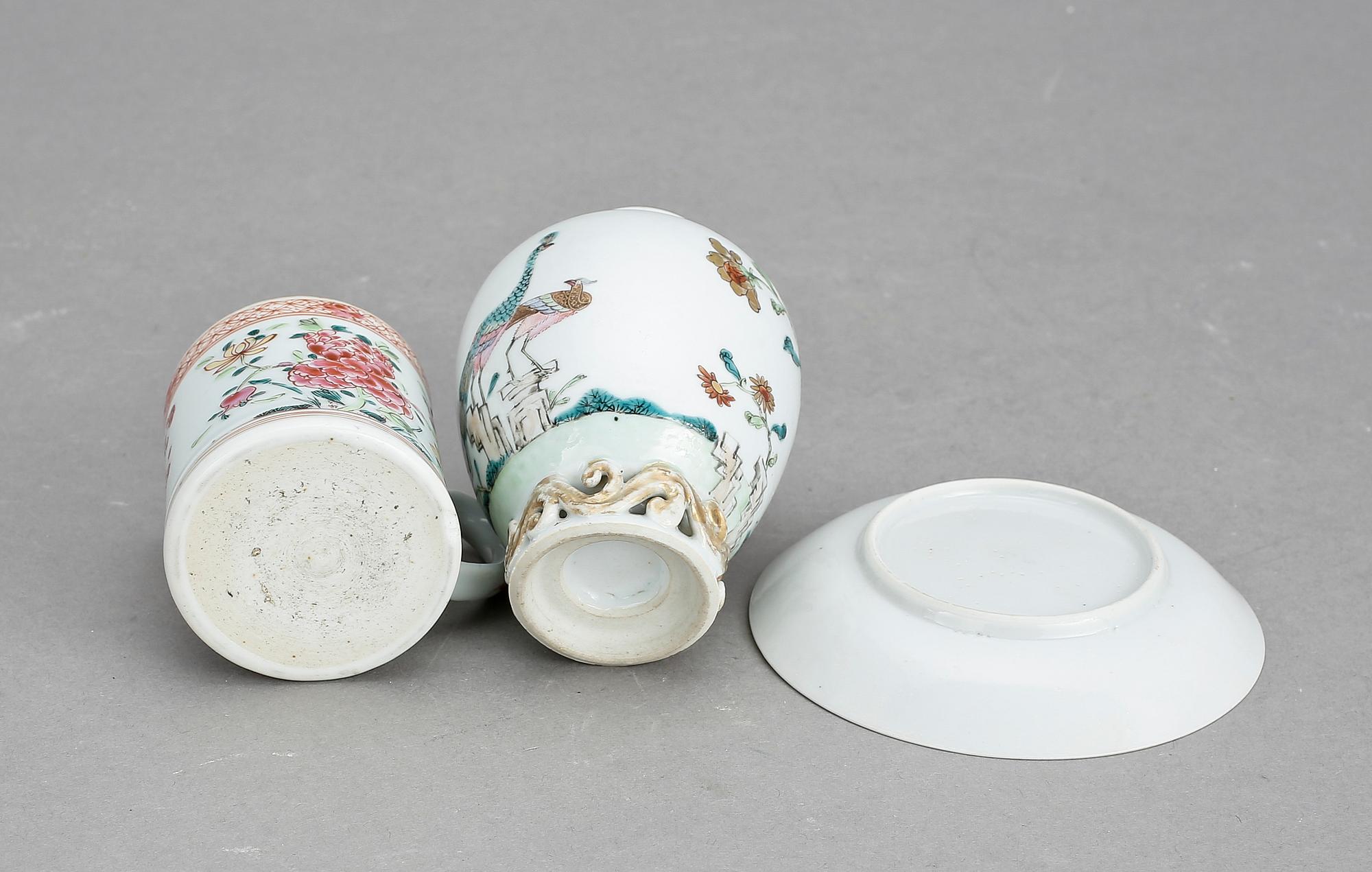 PARTI PORSLIN, 3 delar, Qingdynastin, Qianlong (1736-95).
