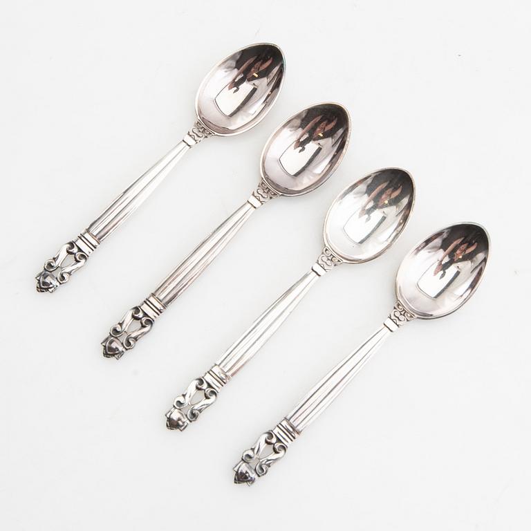 Johan Rohde, skedar 12 st "Konge/Achorn" sterlingsilver för Georg Jensen efter 1945.