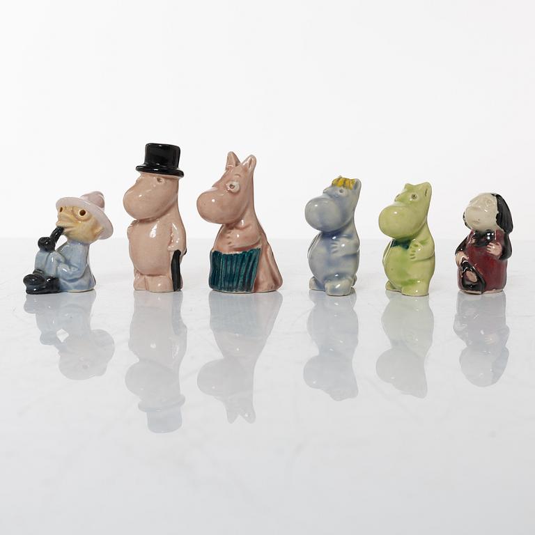 Leo Tykkyläinen, figuriner, 6 st, "Mumin", Arabia, 1950/60-tal.