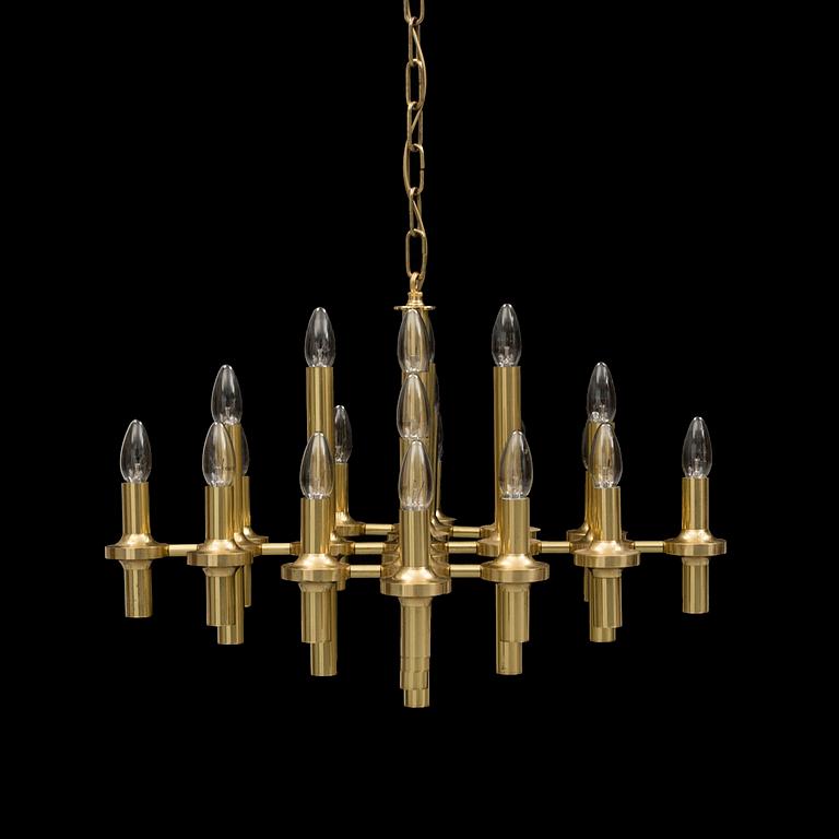 an italian brass ceiling light, possibly Gaetano Sciolaro, from the 1970's.