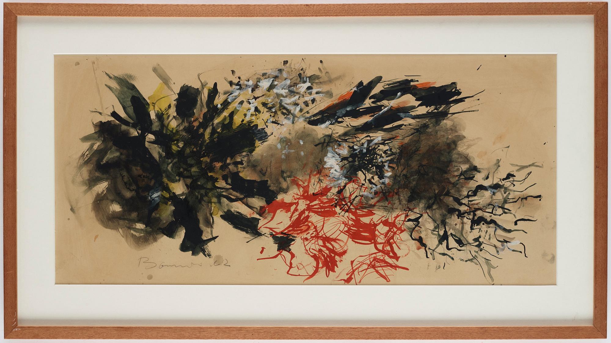 OLLE BONNIÉR, mixed media on paper, signed and dated -62.
