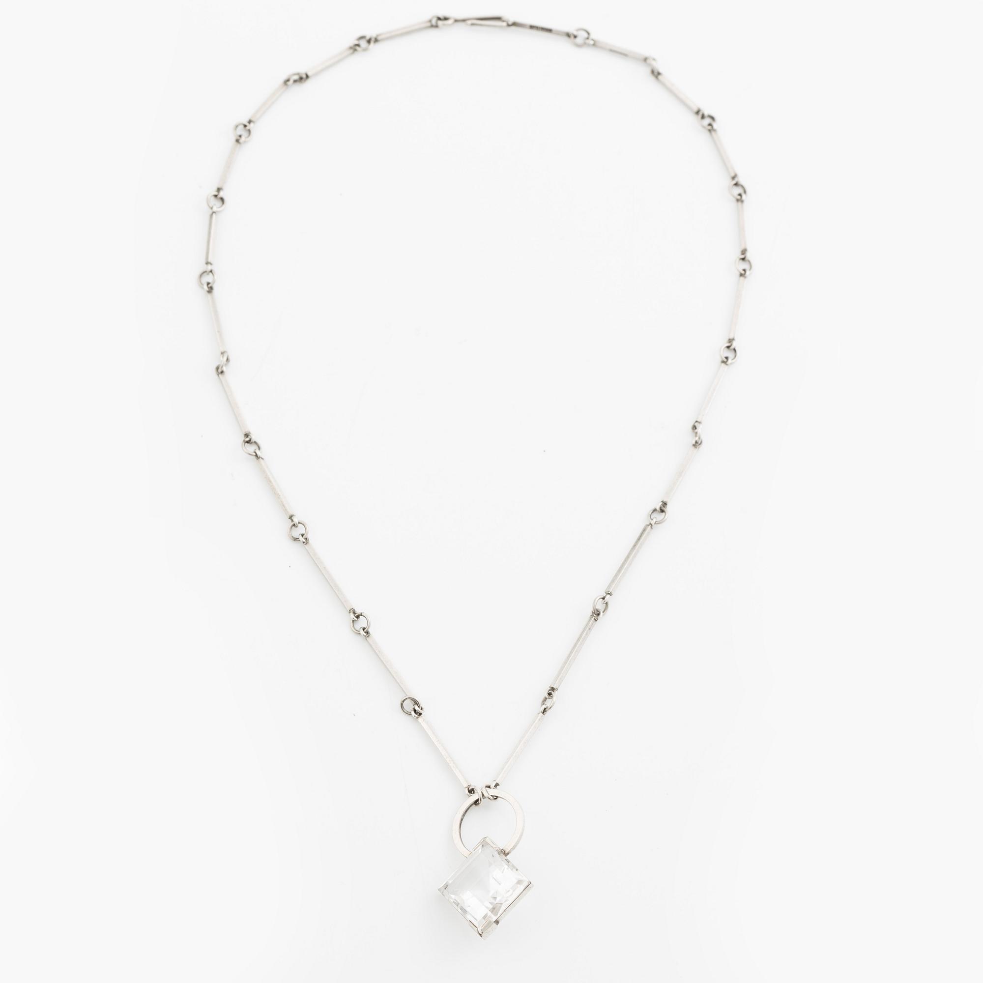 Wiwen Nilsson, a necklace, sterling silver with step-cut rock crystal, Lund 1974.