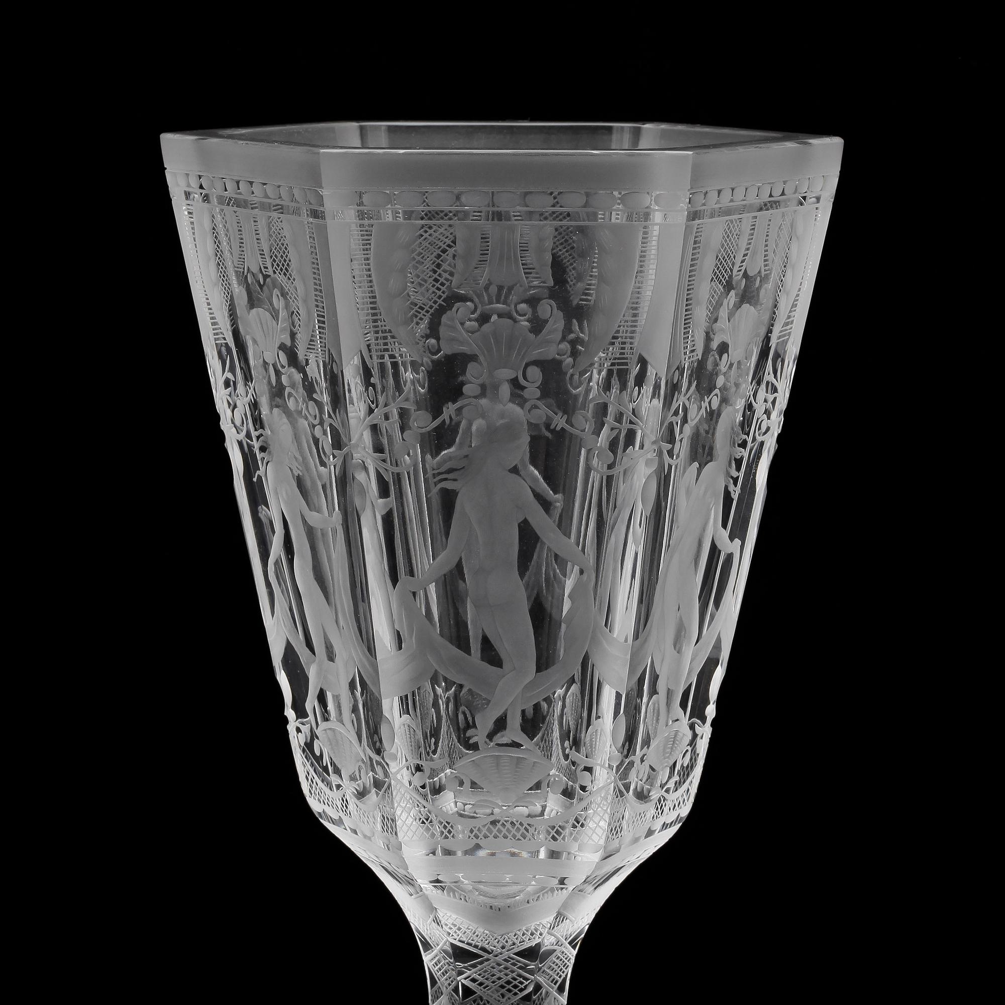 POKAL, glas, "Sex Gracer" Simon Gate, Orrefors, daterad 1979.
