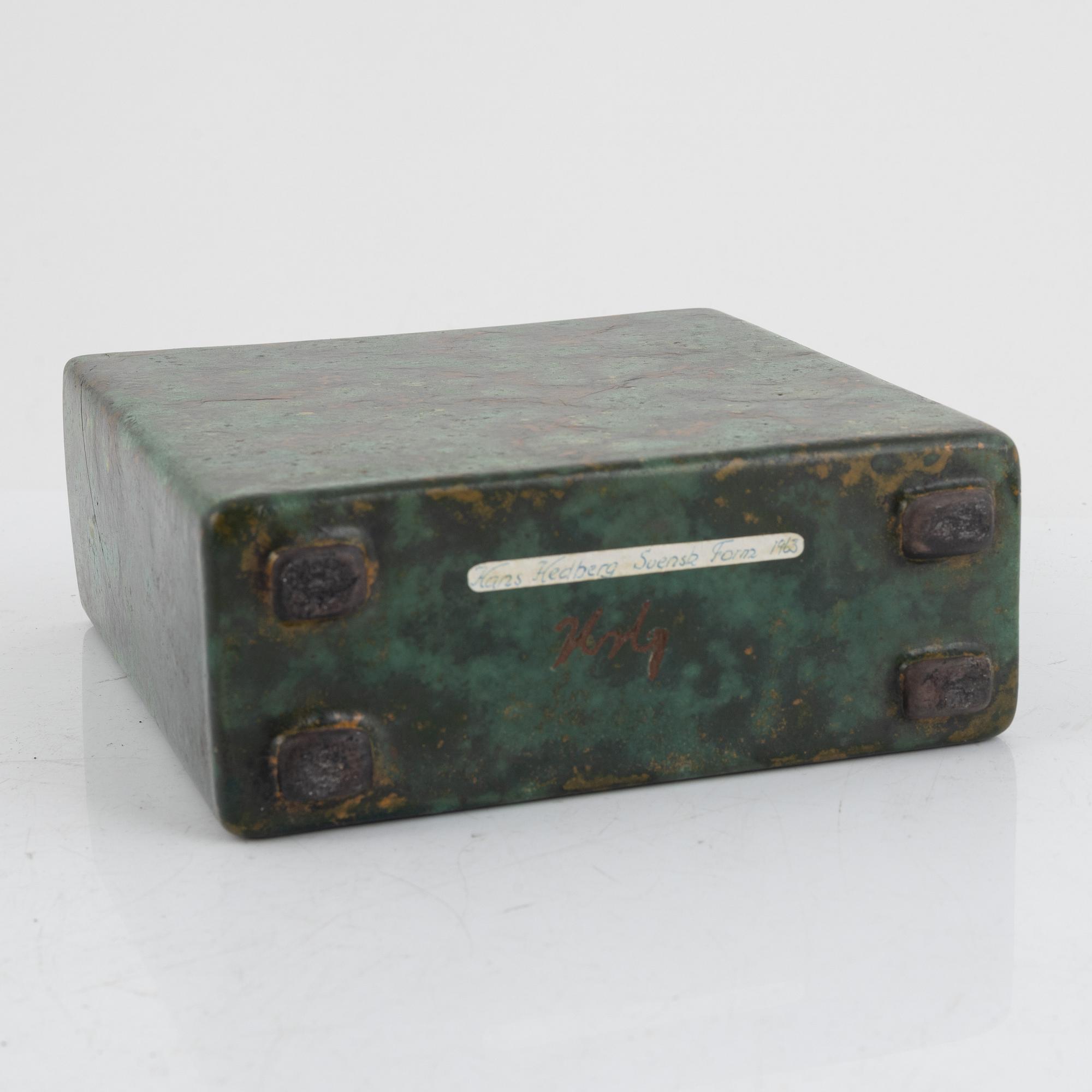 Hans Hedberg, ash container with lid, stoneware faience, Biot, France.