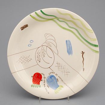 STIG LINDBERG, tallrikar, 12 st, "Löja", Gustavsberg 1948-62.