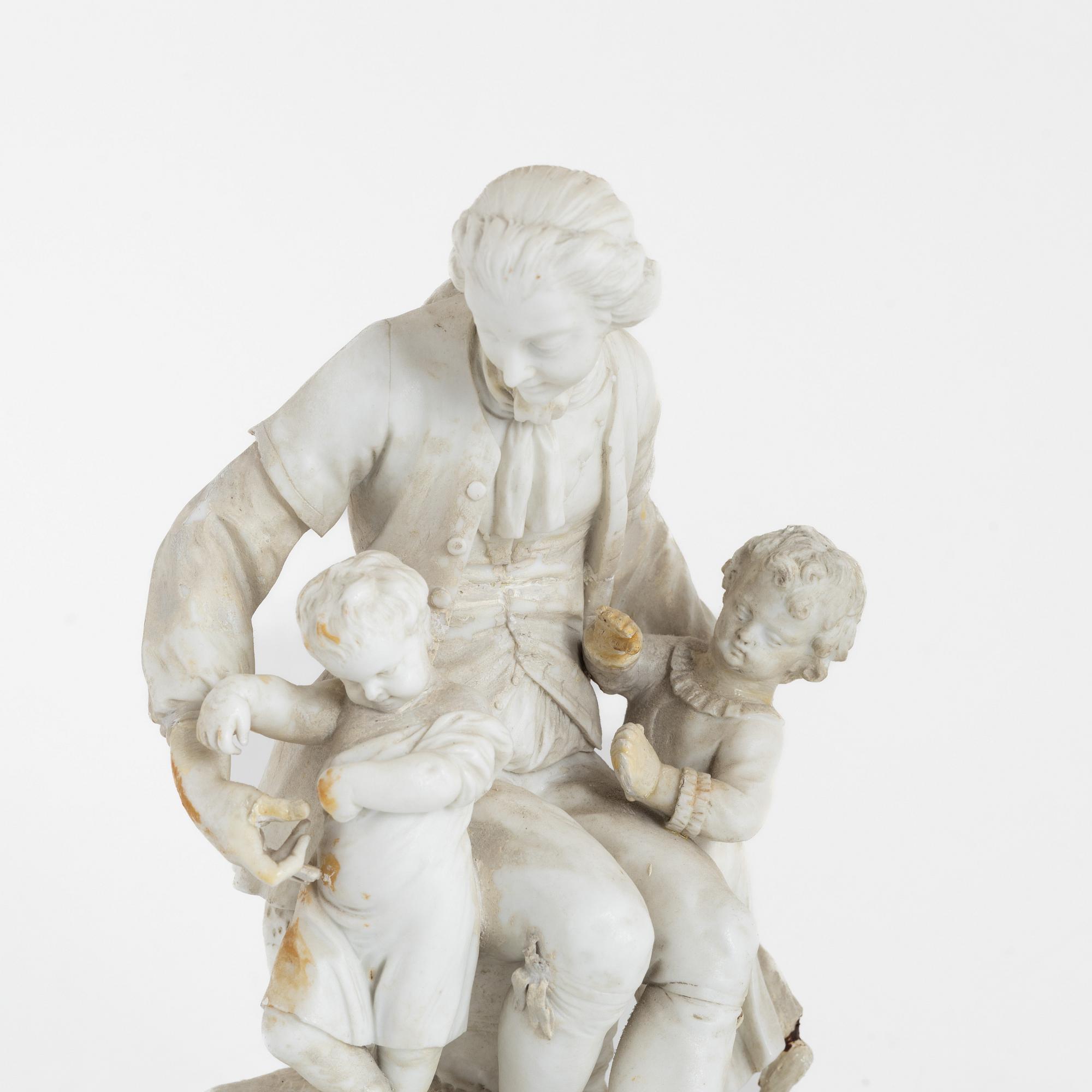 A pair of parian / bisuit porcelain groups, after J Gott, probably England 19th century.