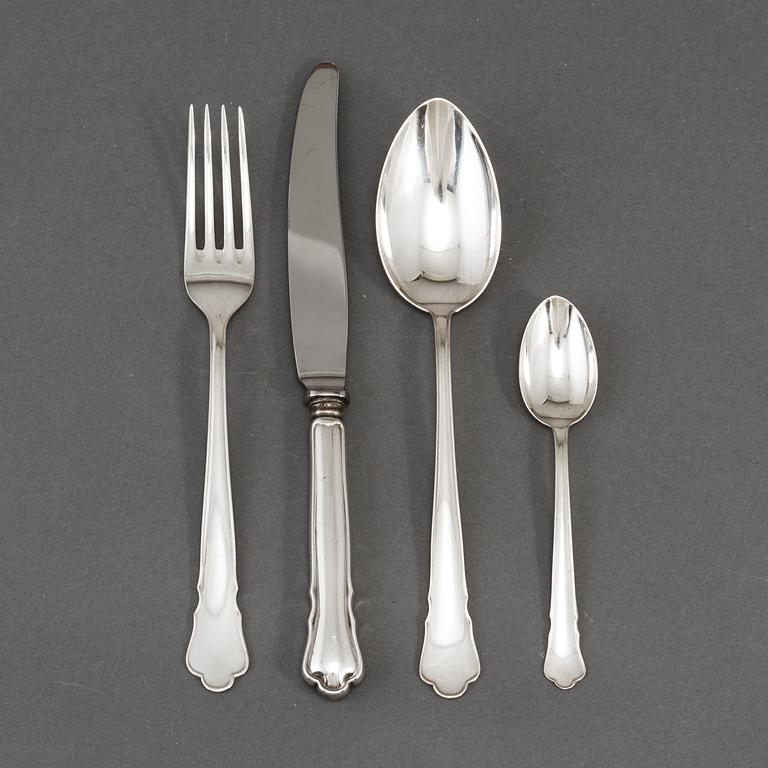 A silver 'Chippendale' cutlery, GAB, Stockholm and Eskilstuna, (48 pc).