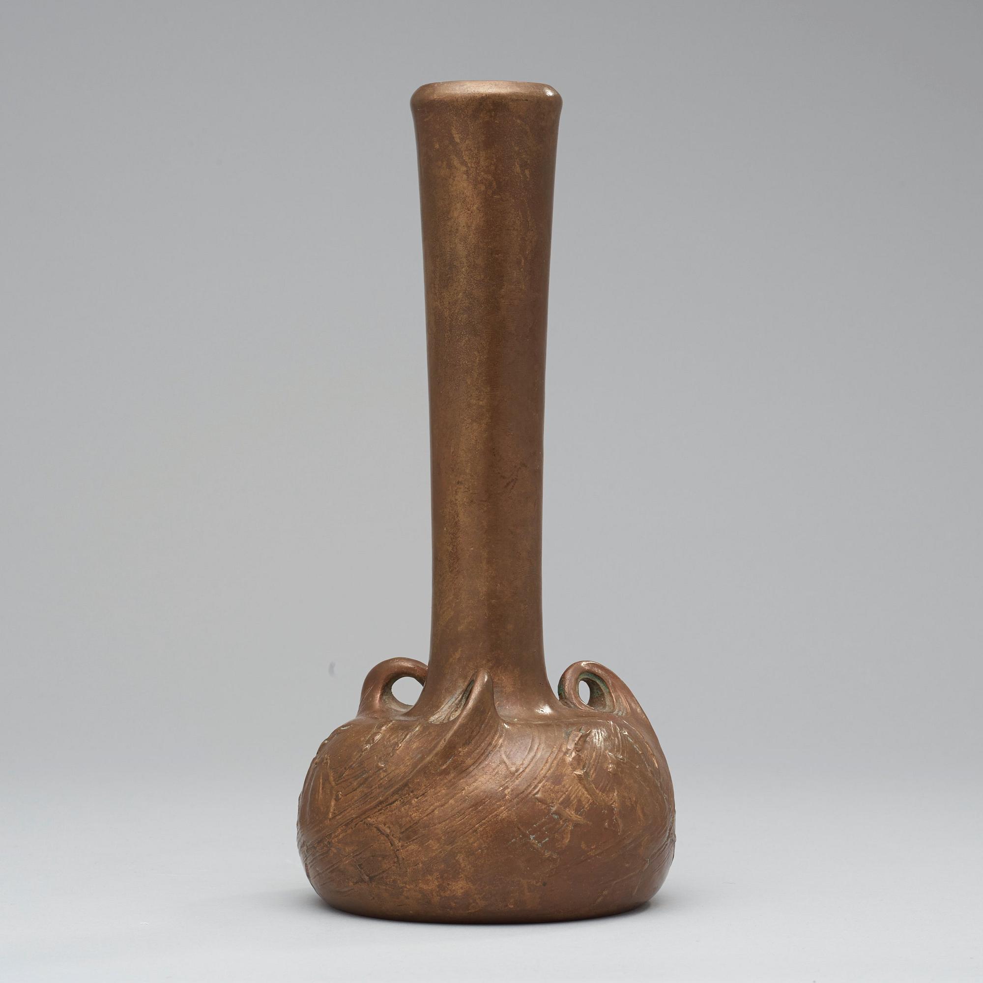 An Emy Wahlström Art Nouveau patinated bronze vase by AB Hugo Elmqvist, Stockholm.