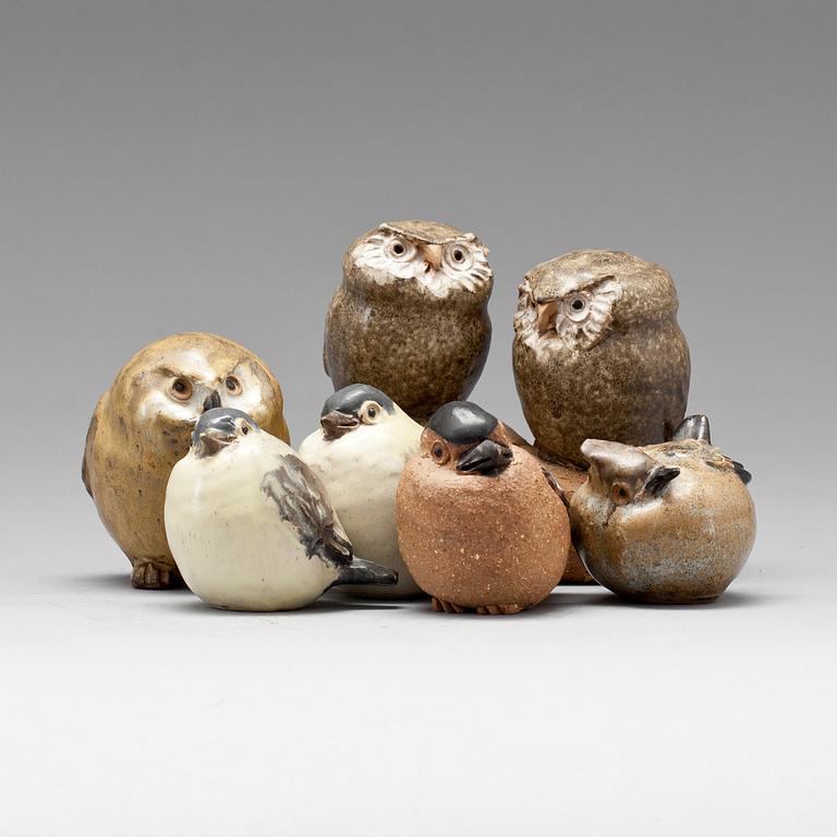 FIGURINER och FIGURGRUPP, 6 st, stengods, Gunnar Hansson, Lomma, 1900-talets andra hälft.