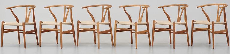 HANS J WEGNER, "Y-stolen", 6 st, Carl Hansen & Son, Danmark 1950-60-tal.