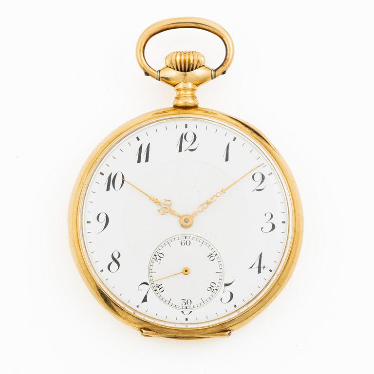 Pocket watch, 18K gold, 50.5 mm.