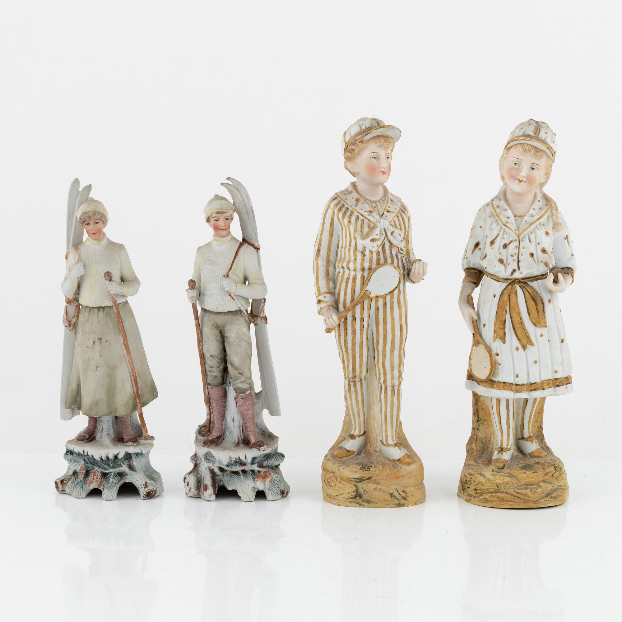 Two pair biskvi figurines, 1900's.