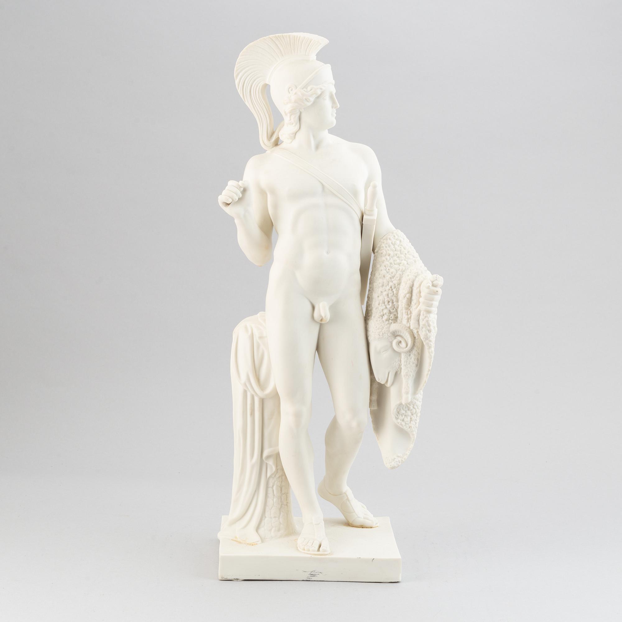 A parian sculptur depicting Jason and the golden fleece, Gustavsberg, 1901.