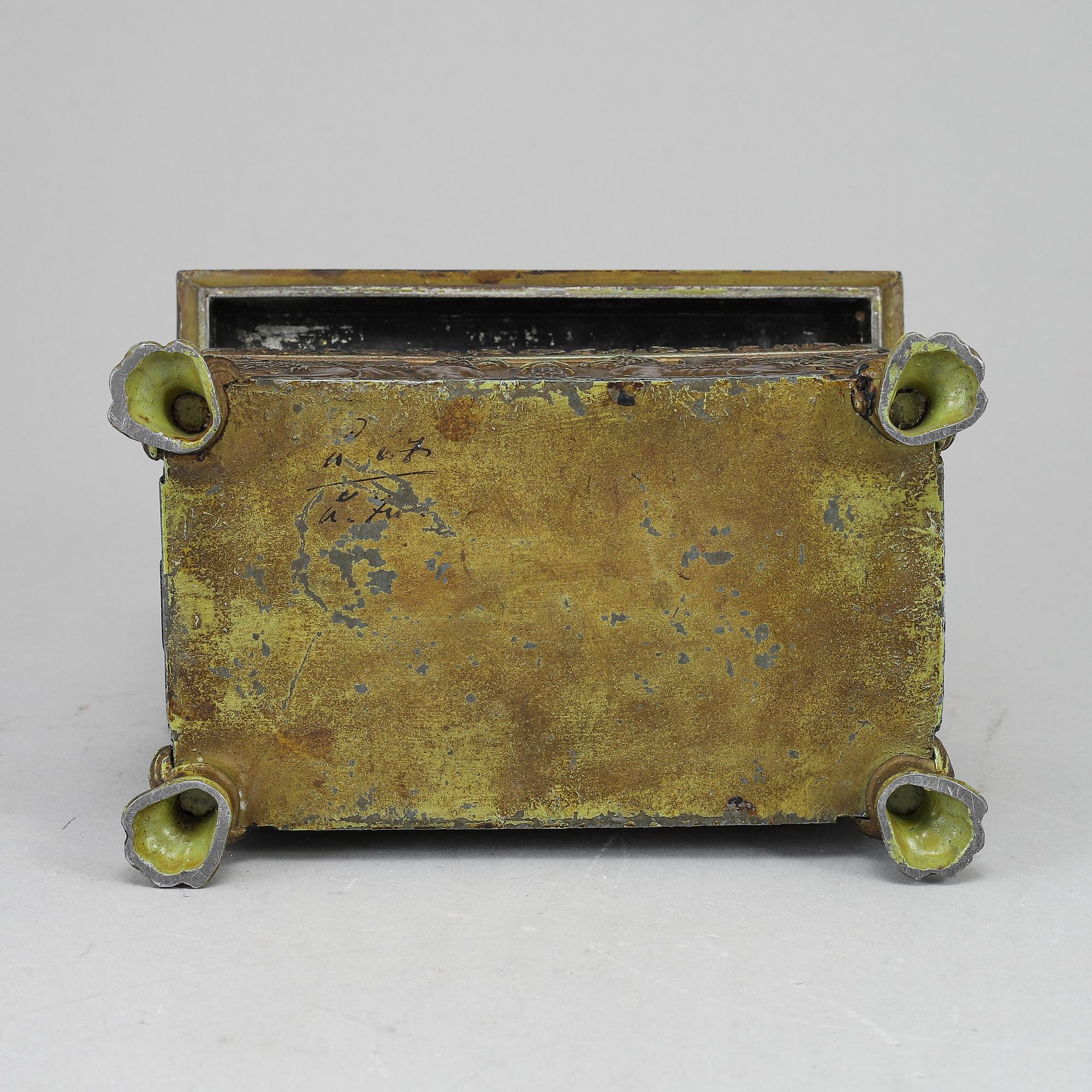 A painted tobacco jar, probably Germany, early 19th century.