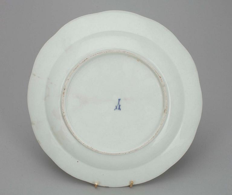 TALLRIKAR, 4 st, porslin, Meissen, 1700-tal.