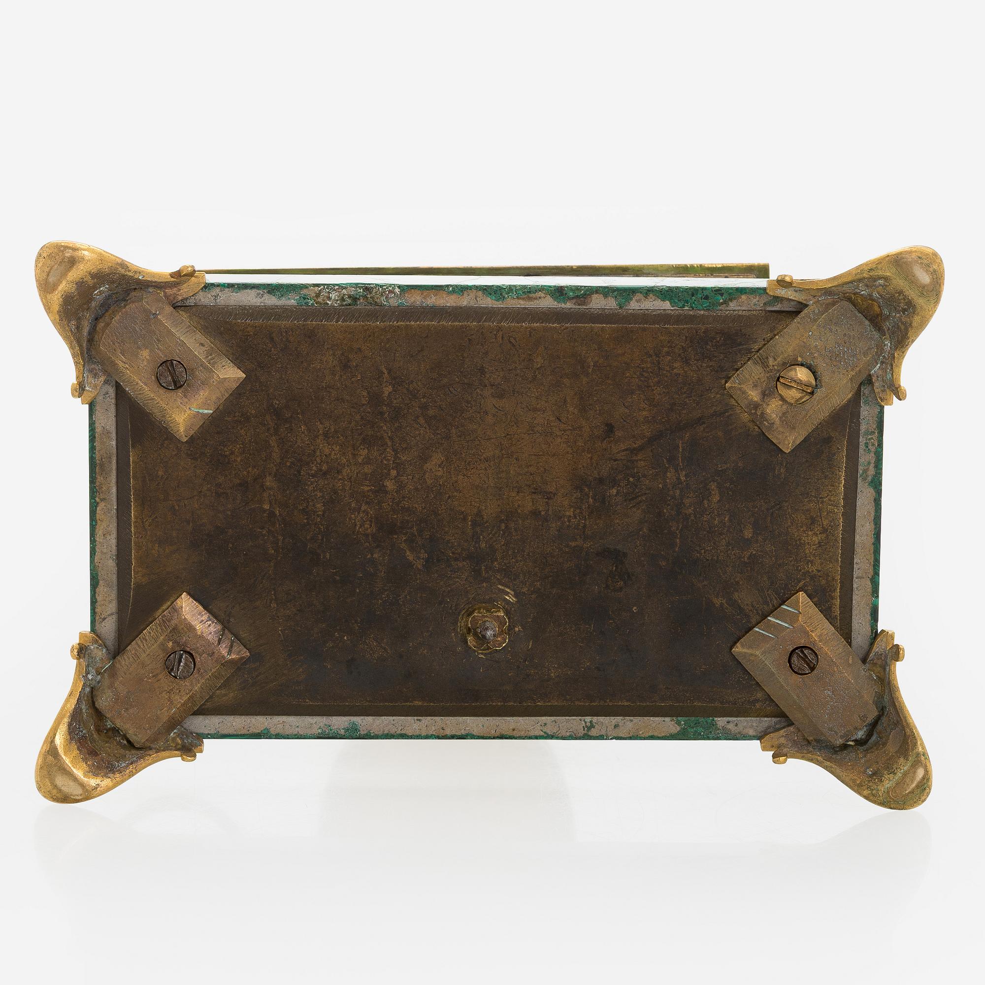 Skrivställ, förgylld metall, malakit, kristall, Ryssland ca 1830-tal.