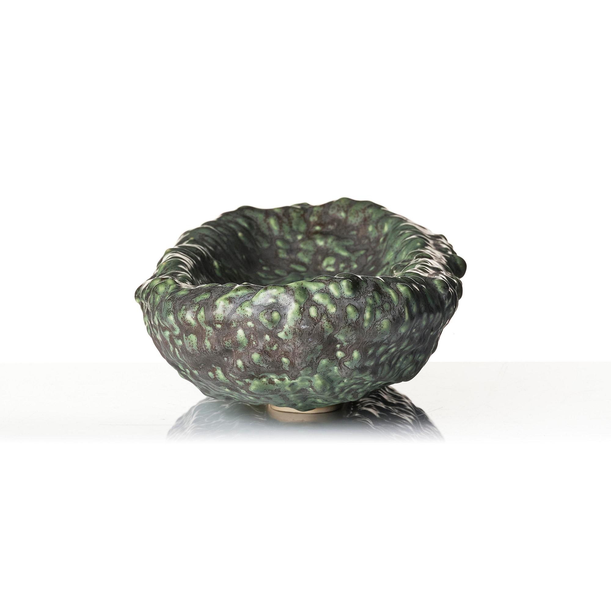 Mårten Medbo, a stoneware sculpture/dish, "Gurkfat", executed in his studio, ca 2001.