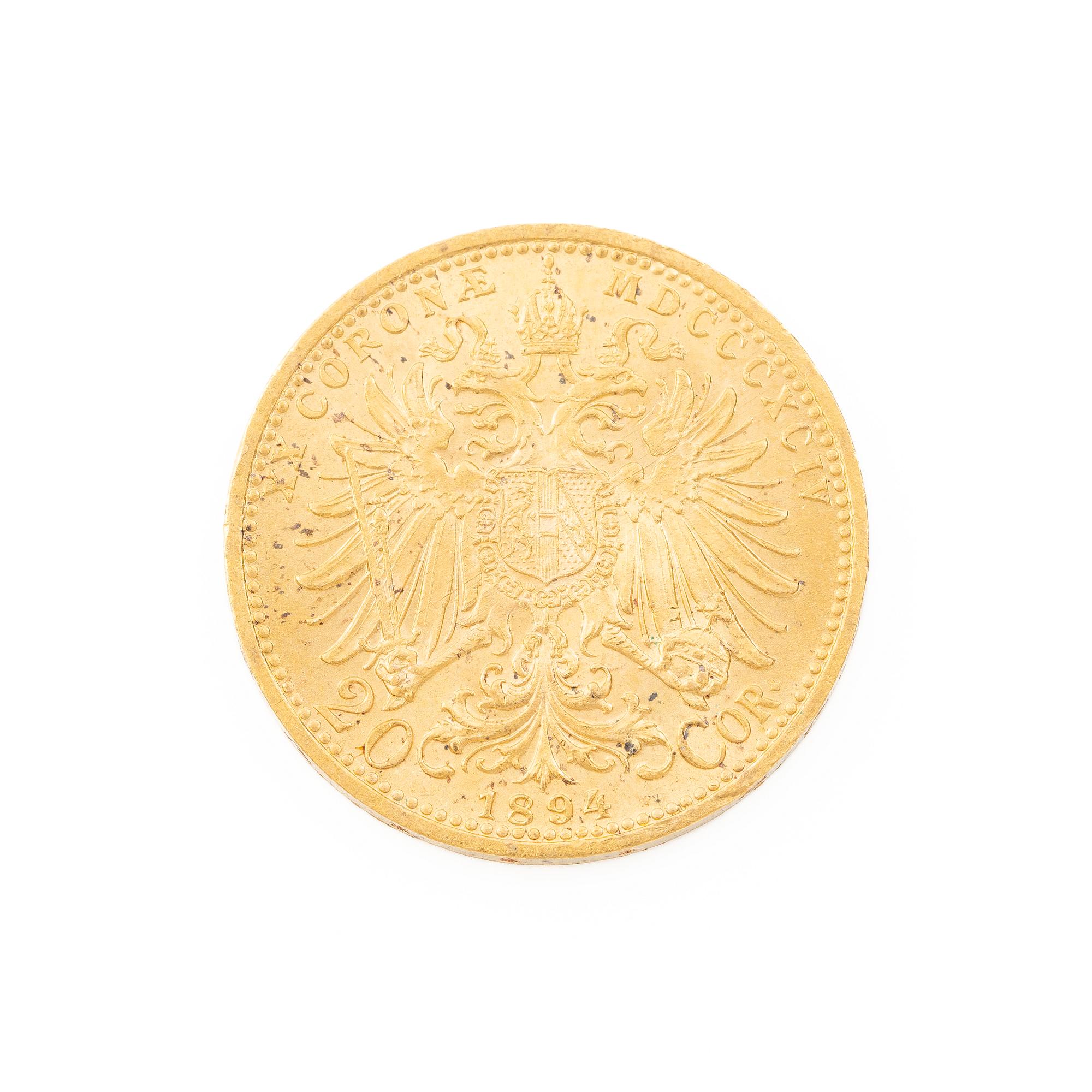 Gold coin, Austria-Hungary, 20 Corona, 1894.