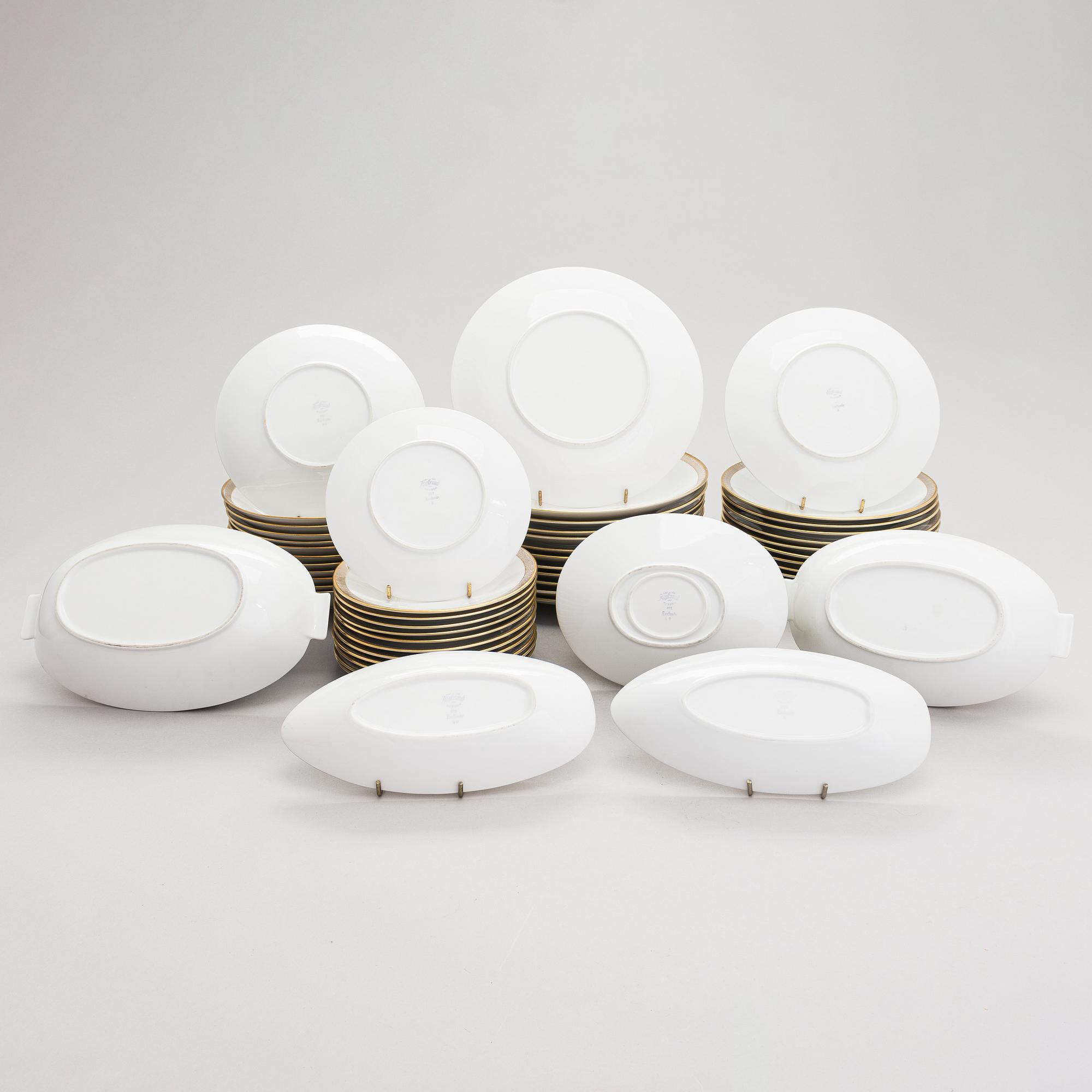Ruoka-astiasto, 53 osaa, posliinia, "Exclusiv", Rörstrand 1900-luvun puoliväli.
