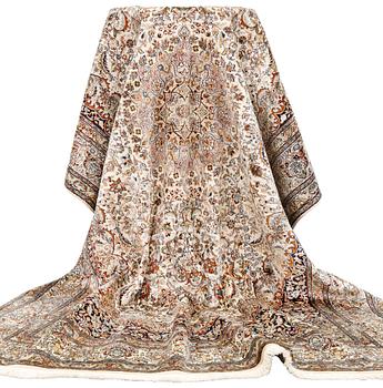 A silk Kashmir carpet, approx. 300 x 200 cm.