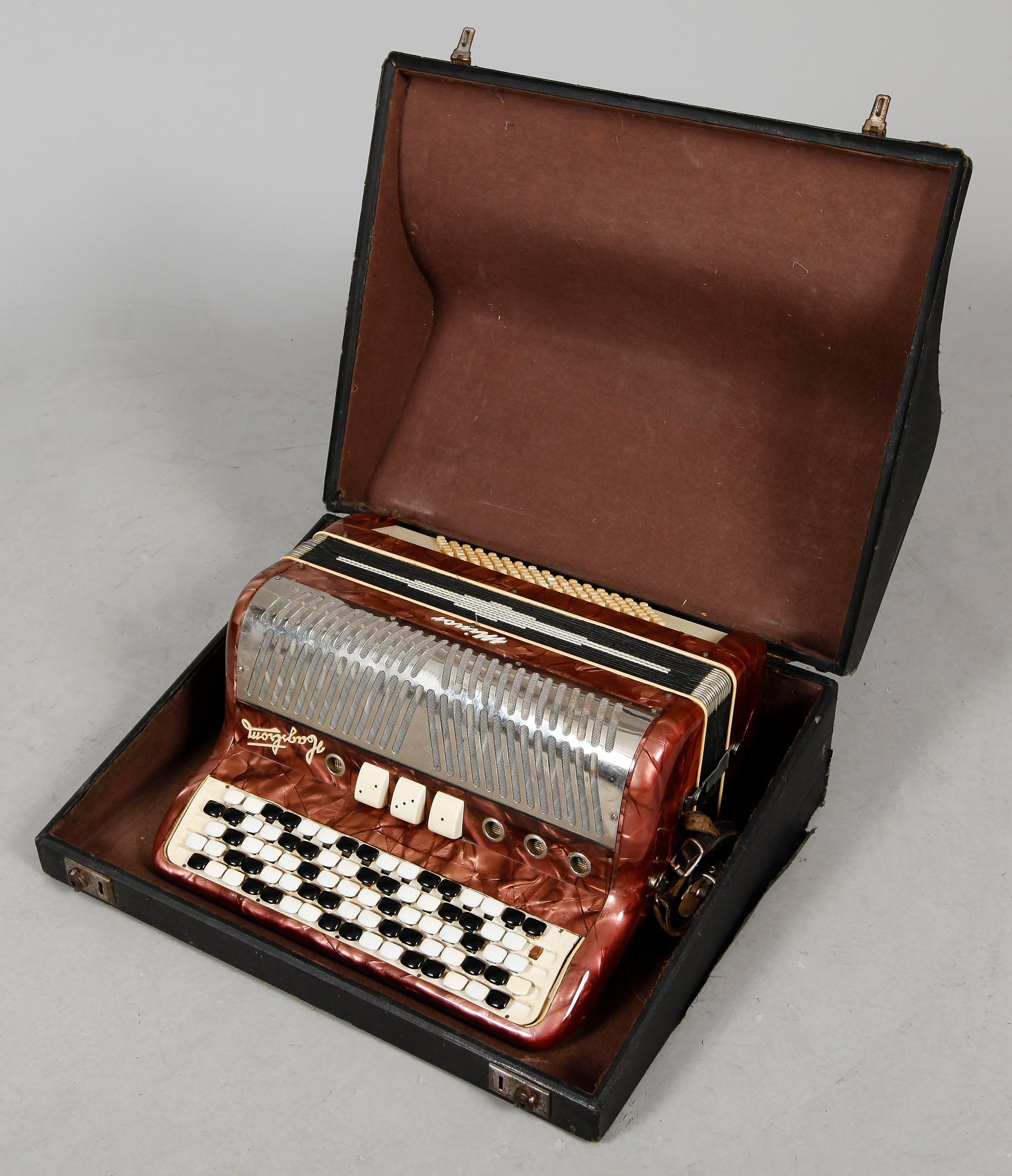 MUSIKINSTRUMENT, knappdragspel, Hagström Minor, 1900-talets mitt.