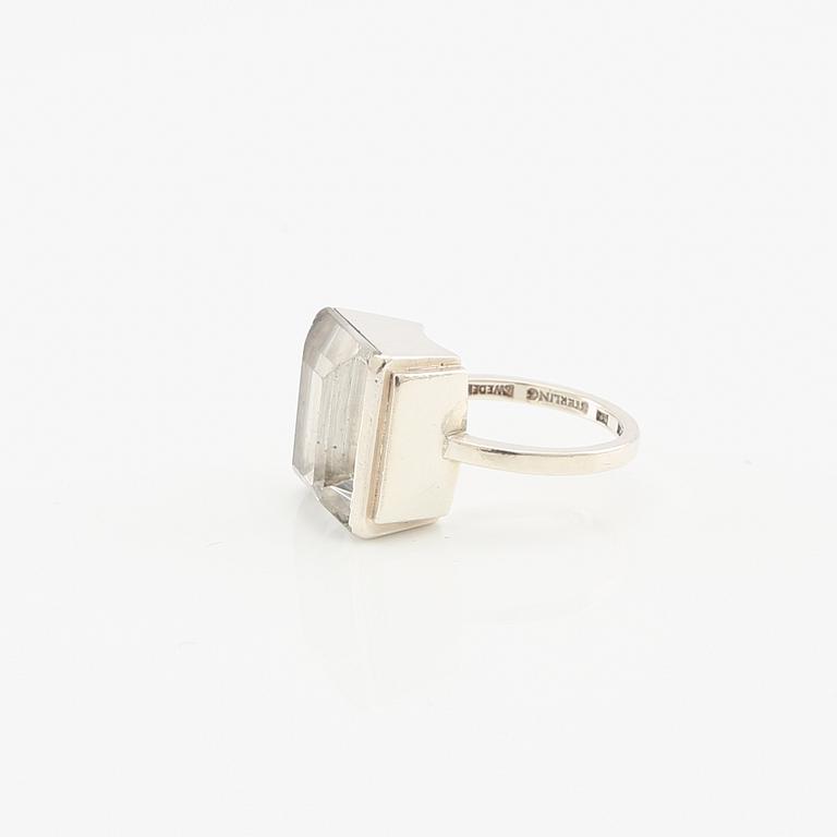 Wiwen Nilsson, ring in sterling silver with a step-cut rock crystal, Lund 1947.