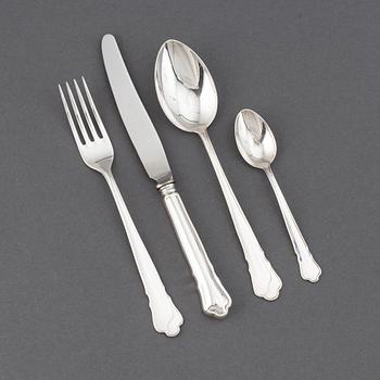 A 48-piece set of "Chippendale" silver flatware, GAB, Stockholm, 1960s-1990s.