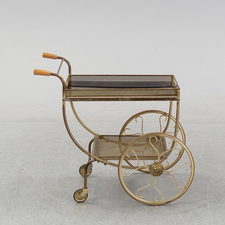 A brass serving trolley/drink trolley, possibly from Germany, second half of the 20th century.
