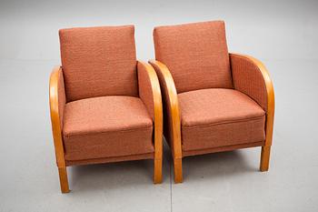 FÅTÖLJER, ett par, art deco, 1900-talets första hälft.