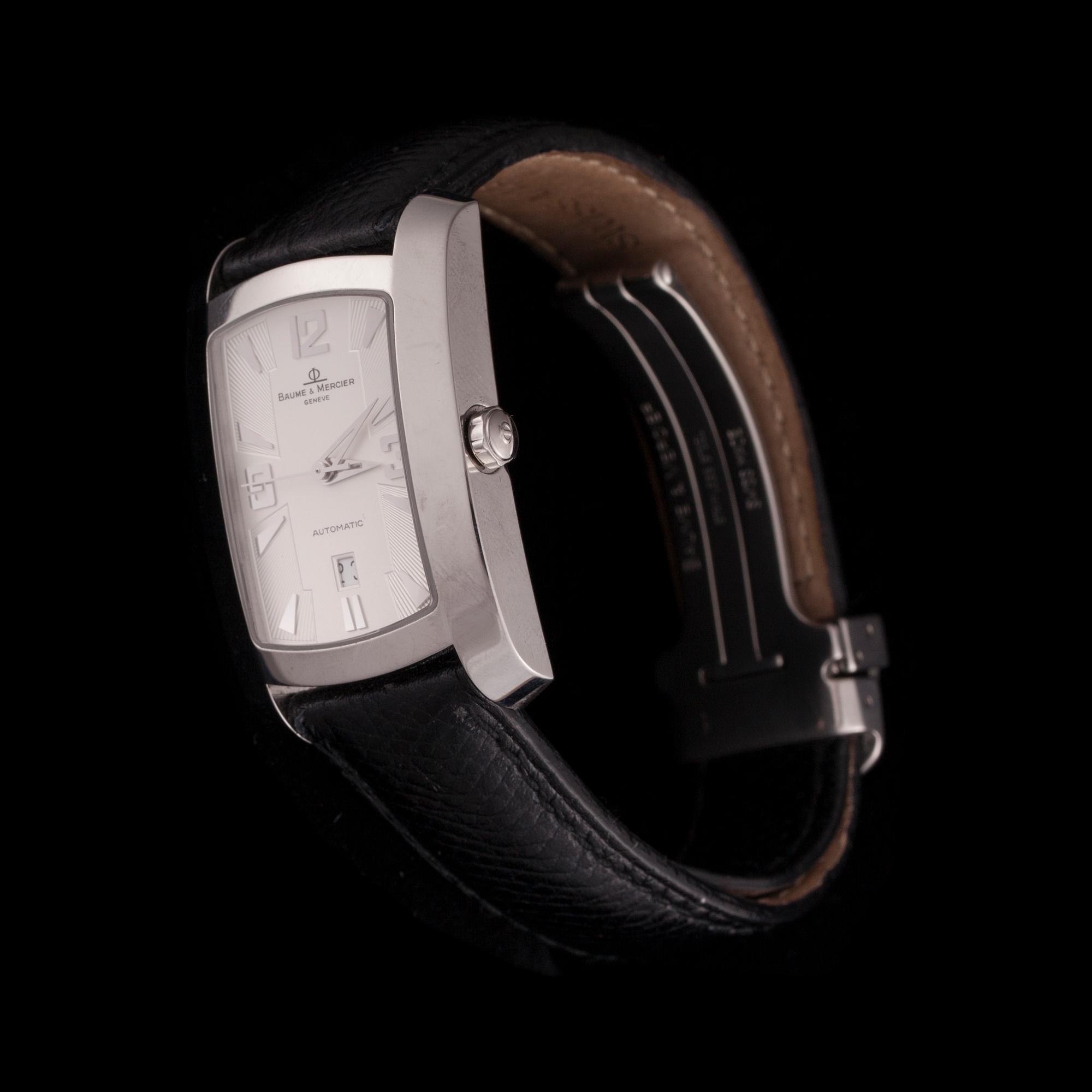 ARMBANDSUR, Baume & Mercier, Hampton Milleis 2000, stål, svart alligatorläderarmband.