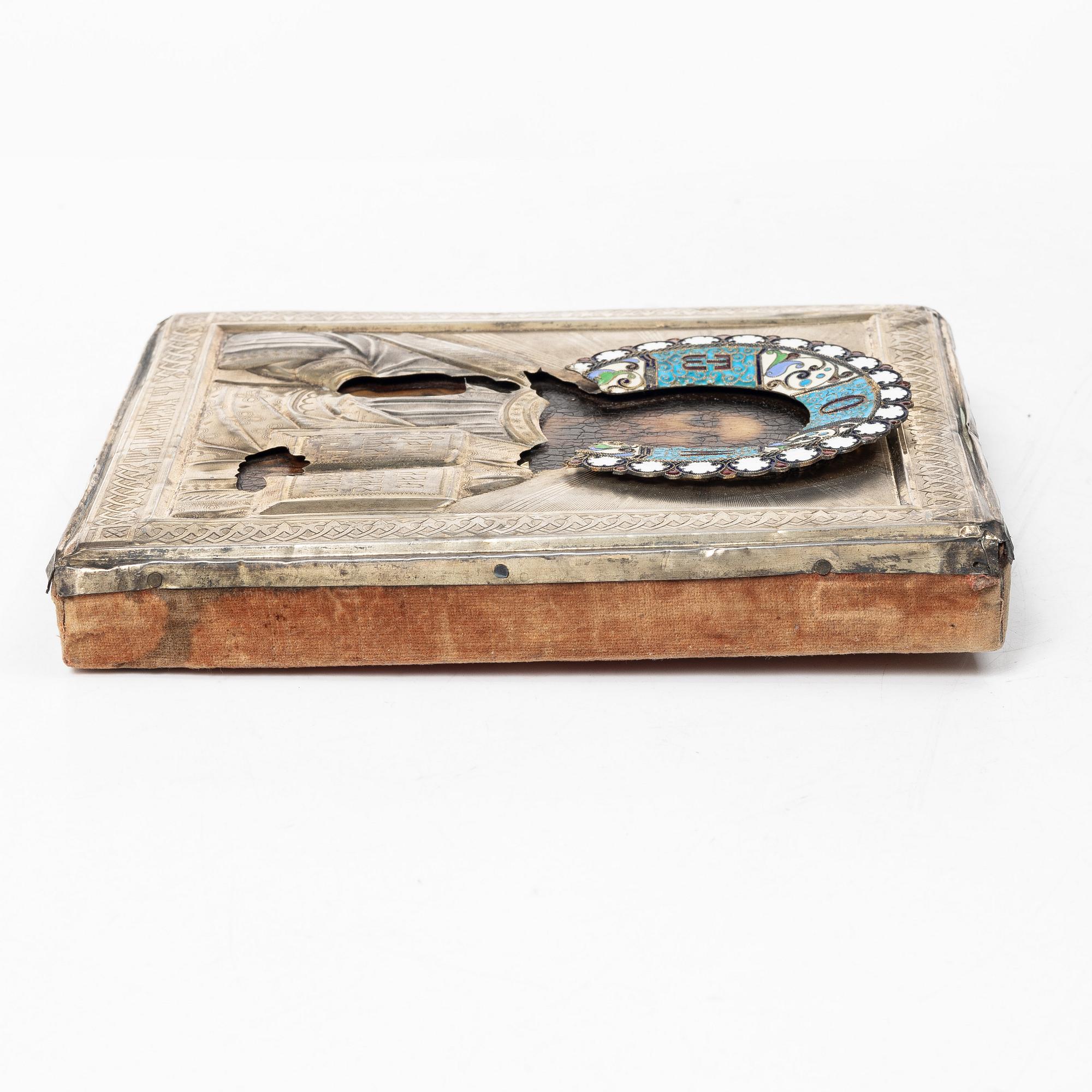 Icon, silver and enamel, Russia, 1896-1908.
