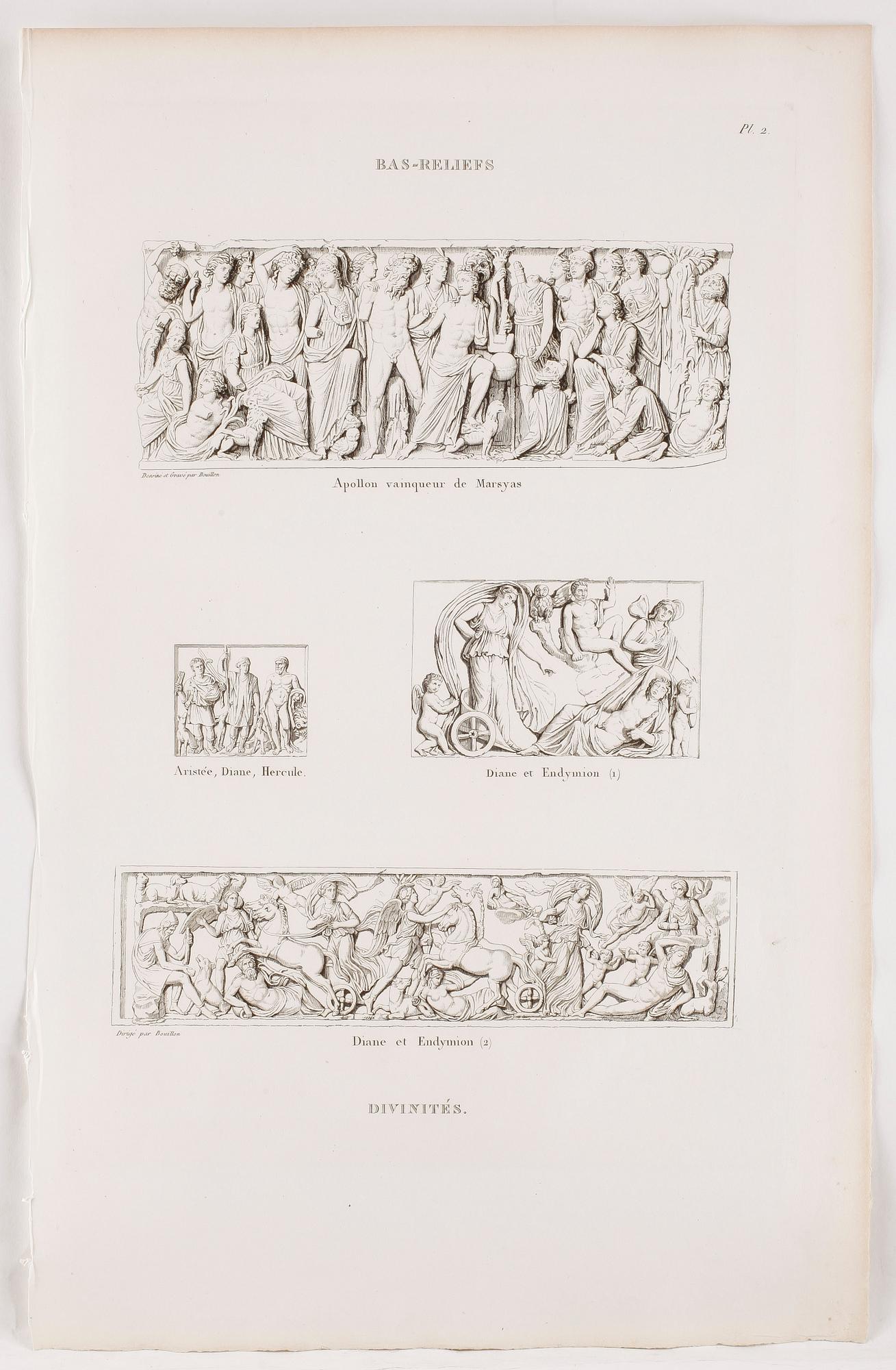 PIERRE BOUILLON, Kopparstick, 2 st, 1800-talets första fjärdedel.