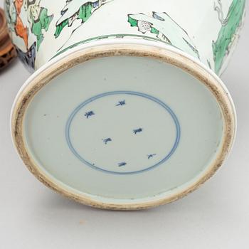 A Chinese famille verte Kangxi style vase, 20th Century.