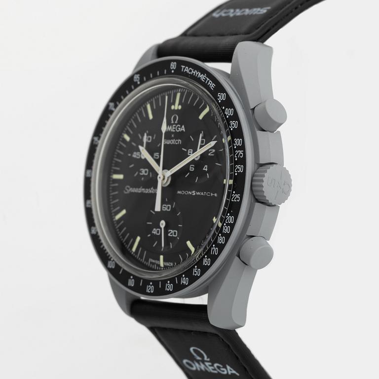 Swatch/Omega, MoonSwatch, "Mission to the Moon", chronograph, wristwatch, 42 mm.