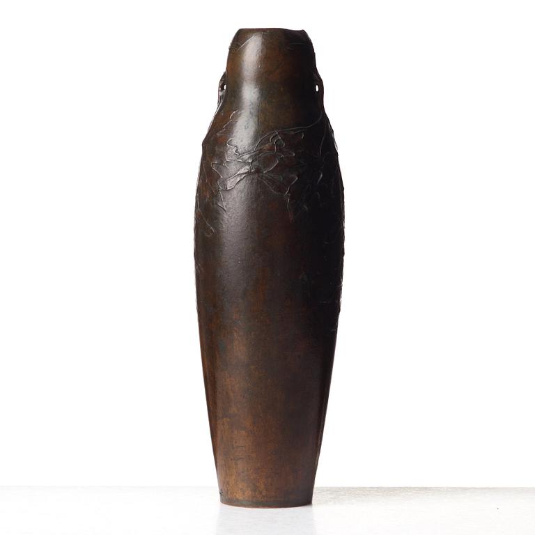 Hugo Elmqvist, an Art Nouveau patinated bronze vase, Stockholm, early 1900's.