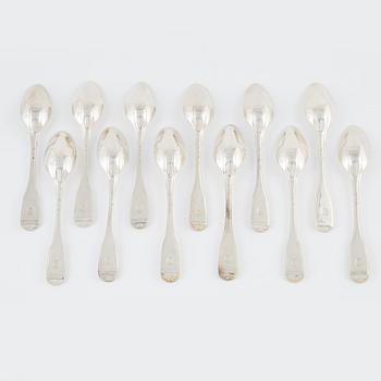 Twelve silver spoons, Carl Magnus Ryberg, Stockholm, 1806.