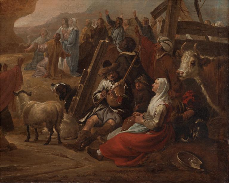 Nicolaes Berchem Tillskriven, Religiös scen med figurer och boskap.