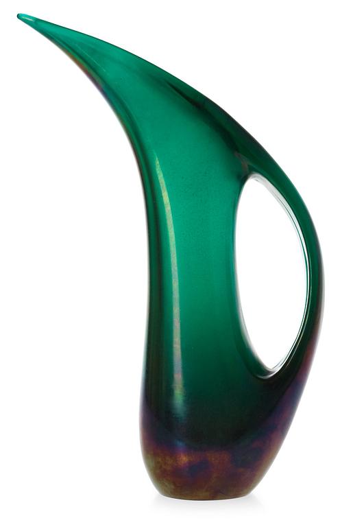 A Giorgio Ferro 'Anse volante' glass ewer, A.VE.M, Italy 1950's.