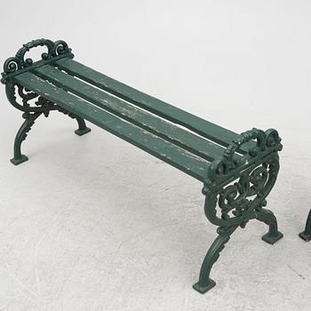 Garden benches, a pair, second half of the 20th Century.