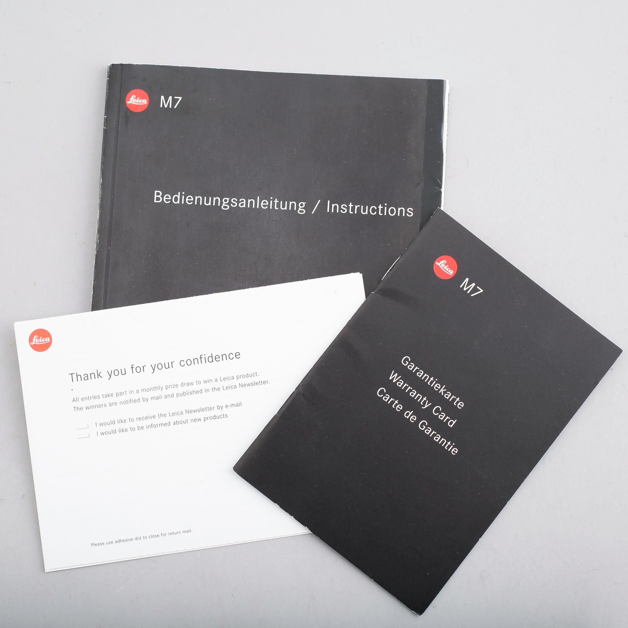 KAMERA, Leica M7, nr 285499, Tyskland, modellen lanserad 2002.