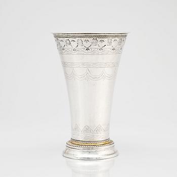 A Swedish parcel-gilt silver beaker, mark of Jonas Berg, Stockholm 1755.