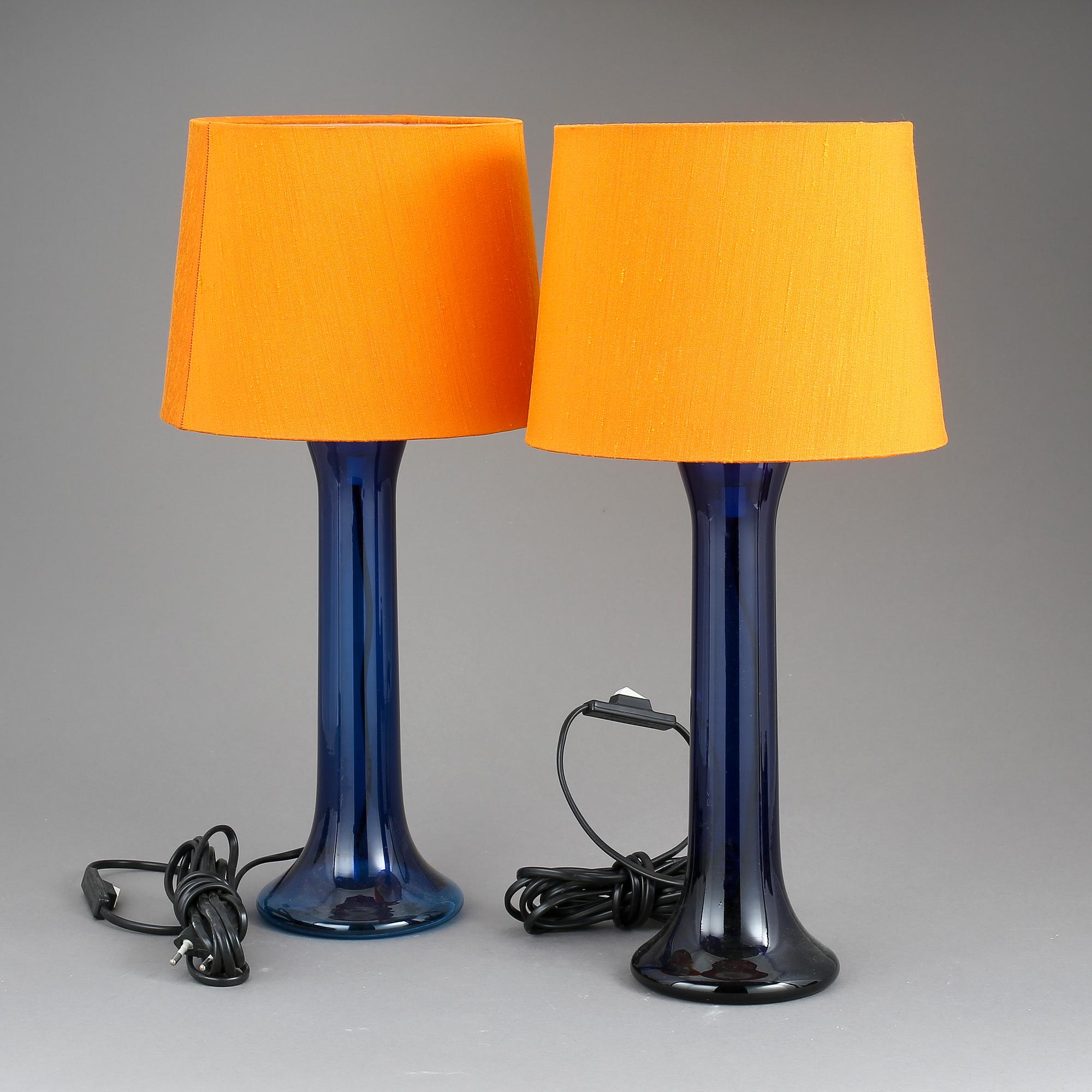 BORDSLAMPOR, ett par, glas, Luxus, 1960/70-tal.