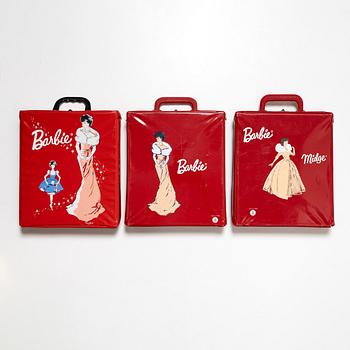 Barbie dolls, 4 pcs, along with clothes and accessories, Mattel, 1960s.