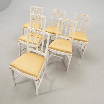 Chairs, 6 pcs., Late Gustavian Lindome works from the early 19th century.