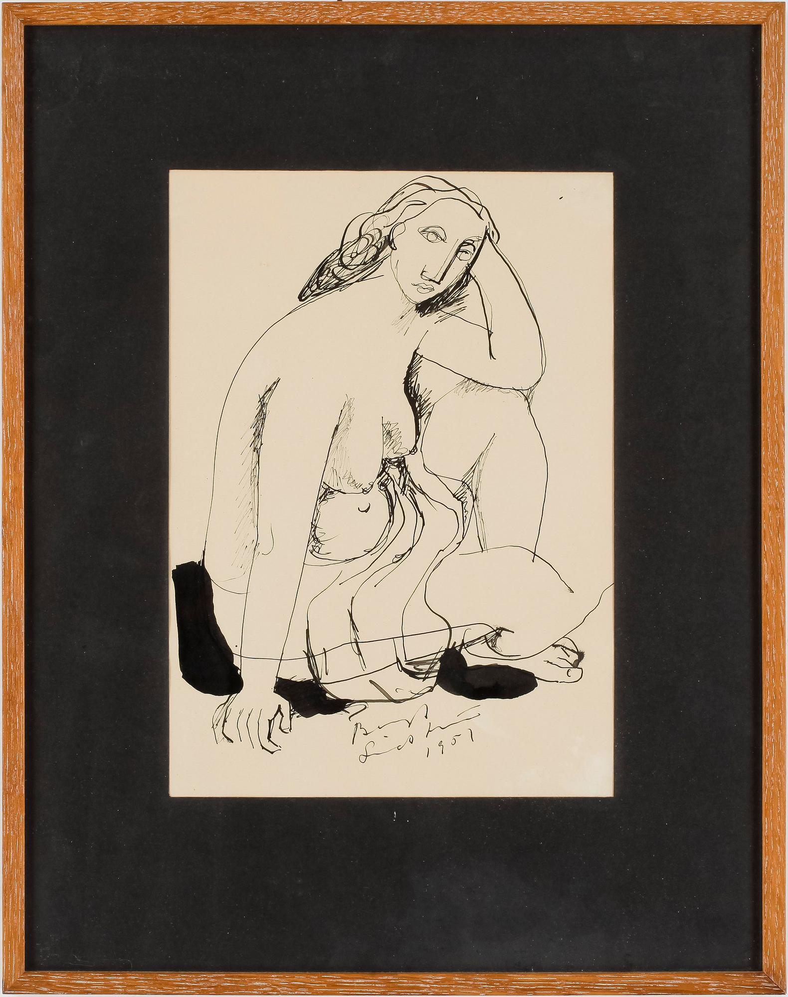 BENGT LINDSTRÖM, tuschteckning, signerad och daterad 1951.